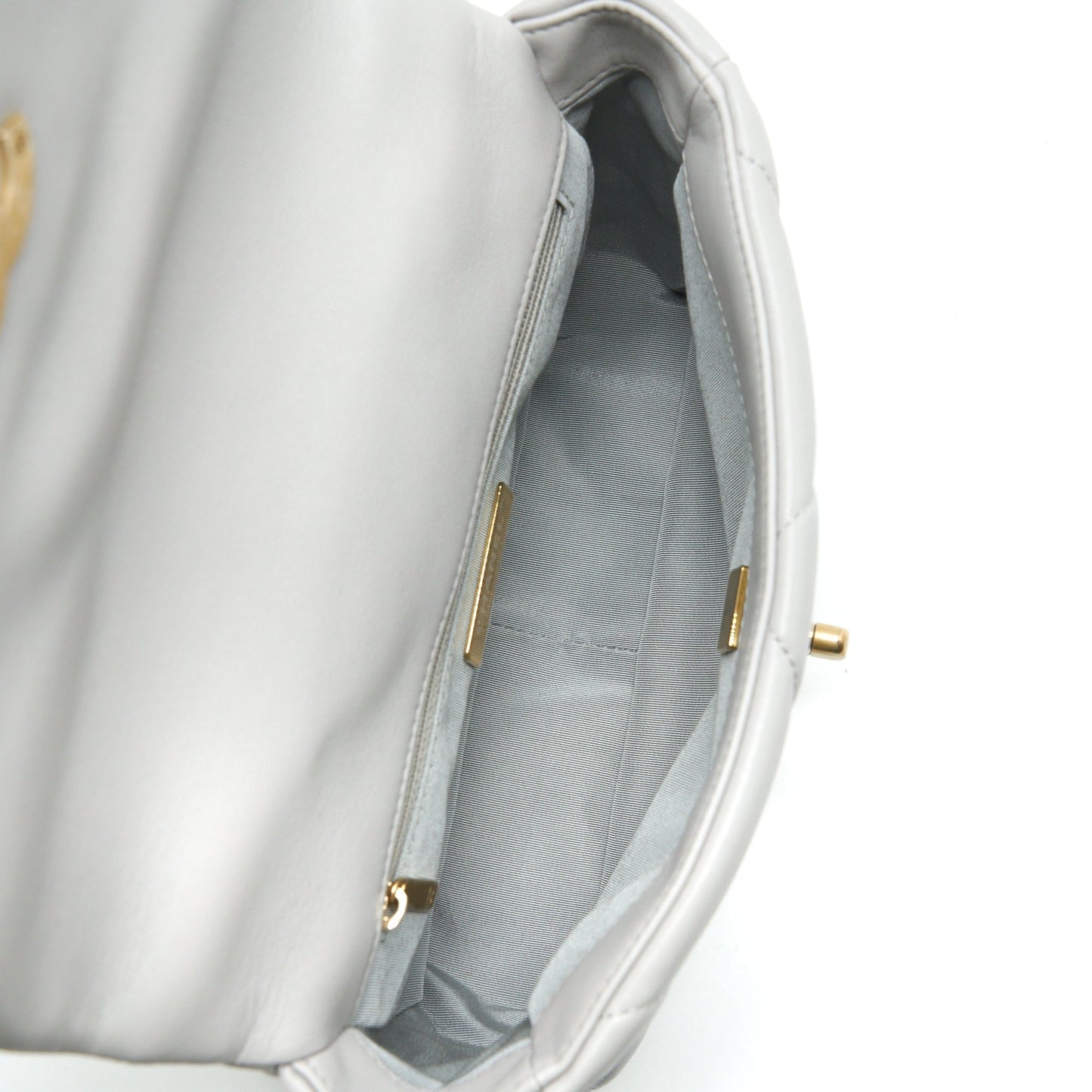 Chanel Small 19 Bag Lambskin Light Grey With Multicolour Hardware