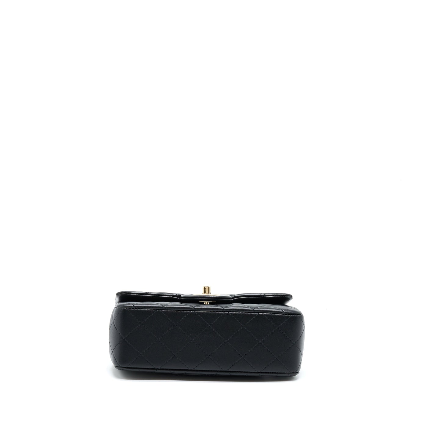 Chanel 22A Top Handle Mini Rectangular Flap Bag Lambskin Black