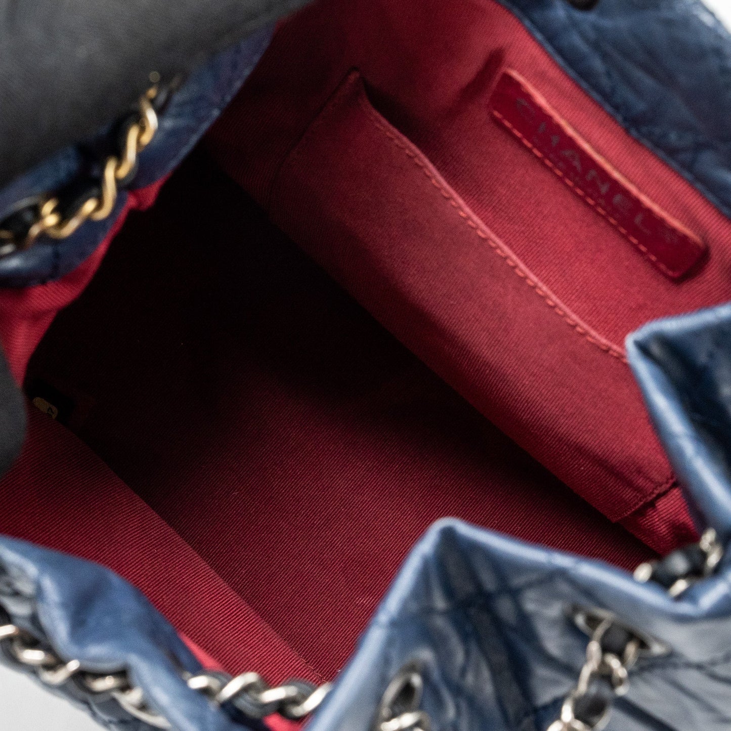Chanel Small Gabrielle Backpack Aged Calfskin Navy Blue/ Black Ruthenium Hardware