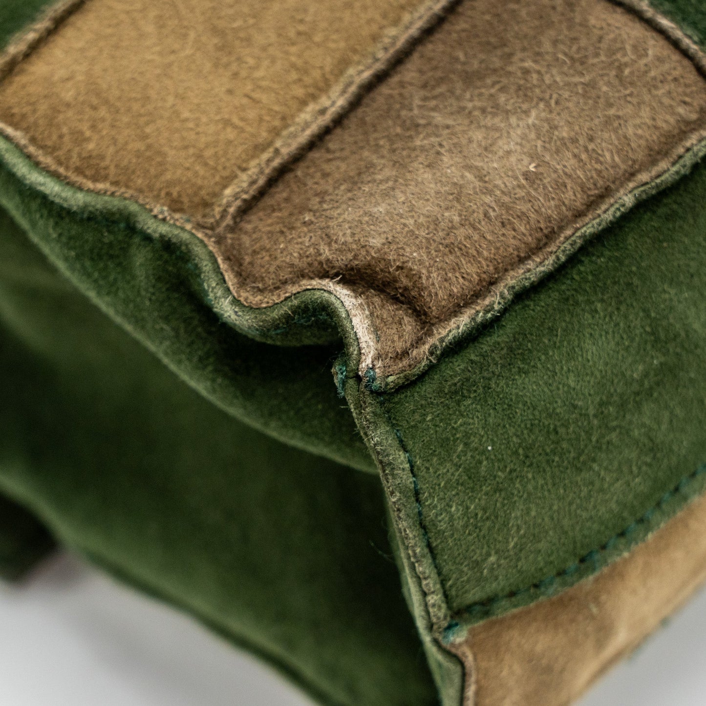 Chanel 2.55 Patchwork Single Flap Bag Suede Dark Green