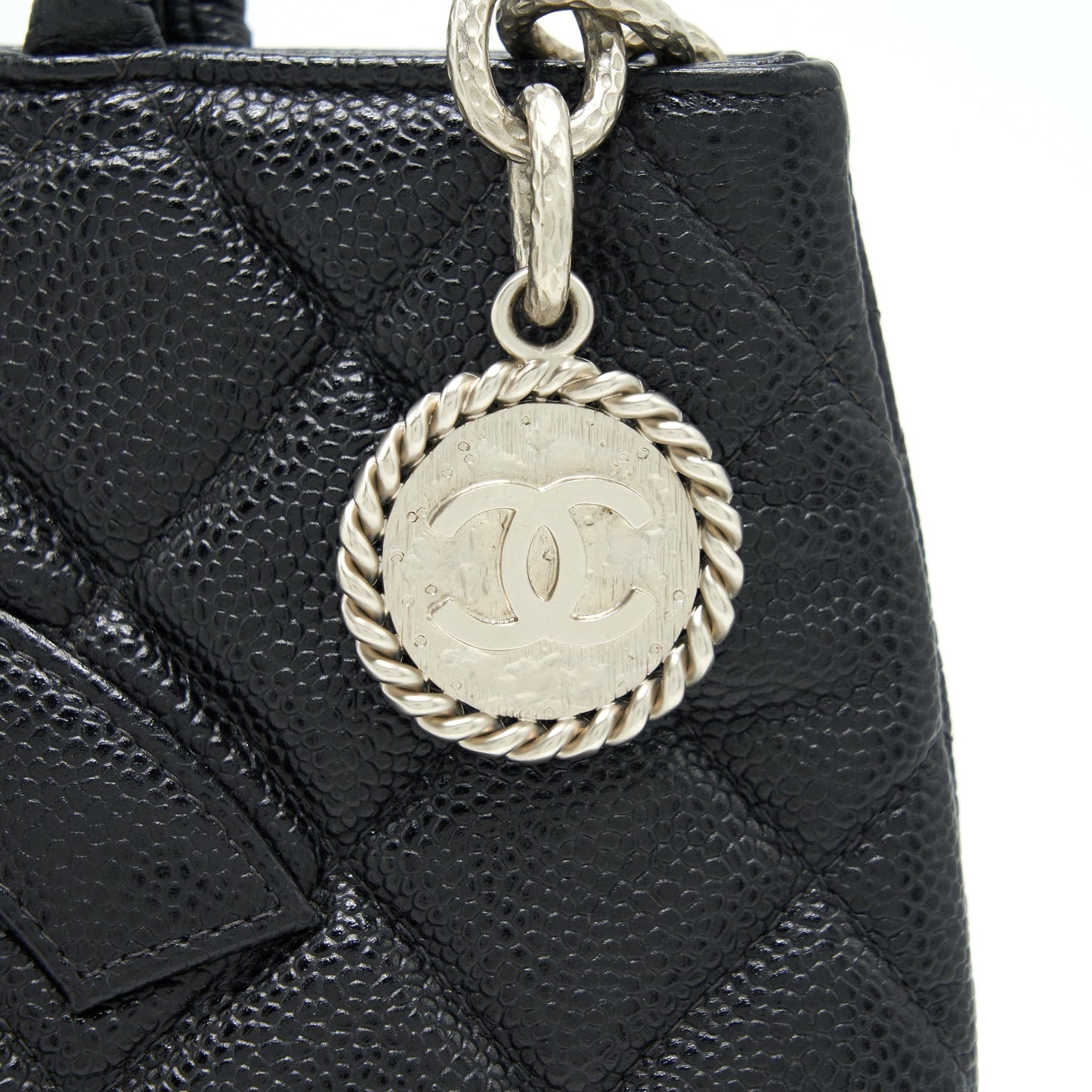 Chanel Vintag Medallion Tote Bag Caviar Black