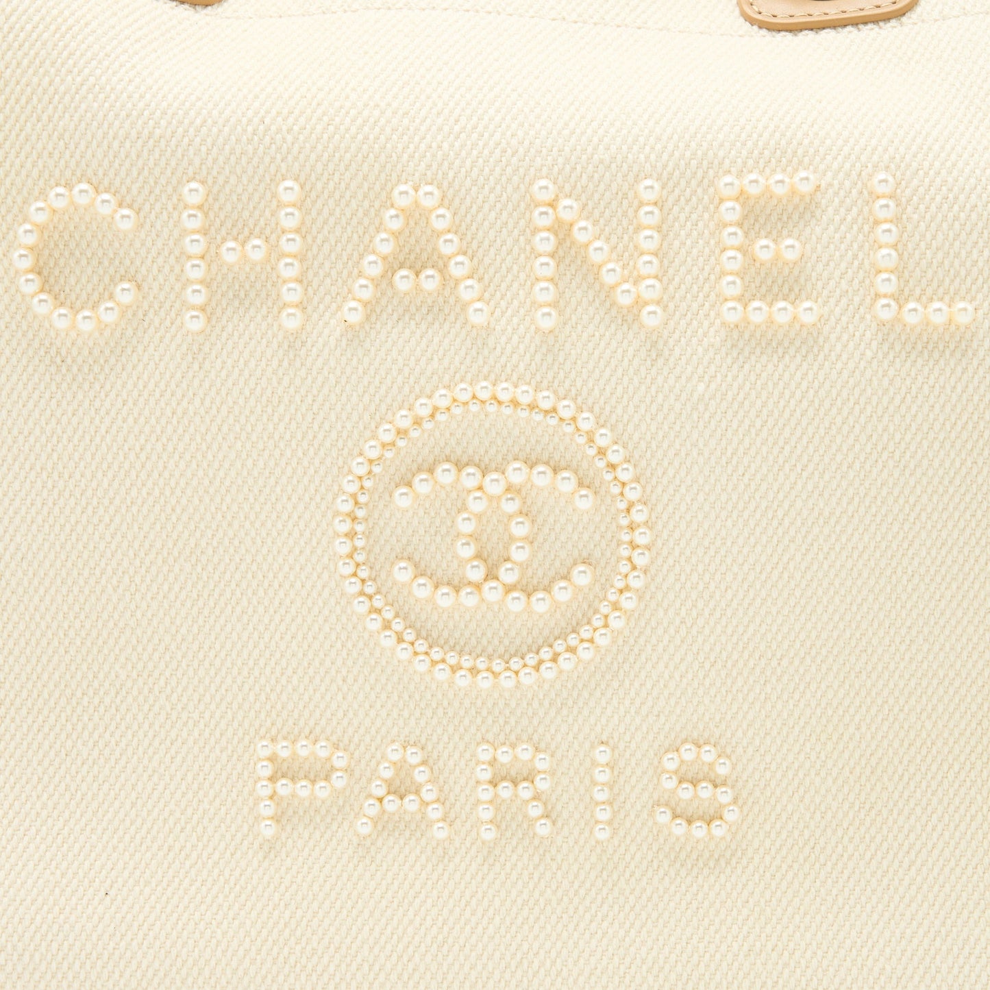 Chanel Deauville Tote Bag Fabric/Leather Creamy White/Beige