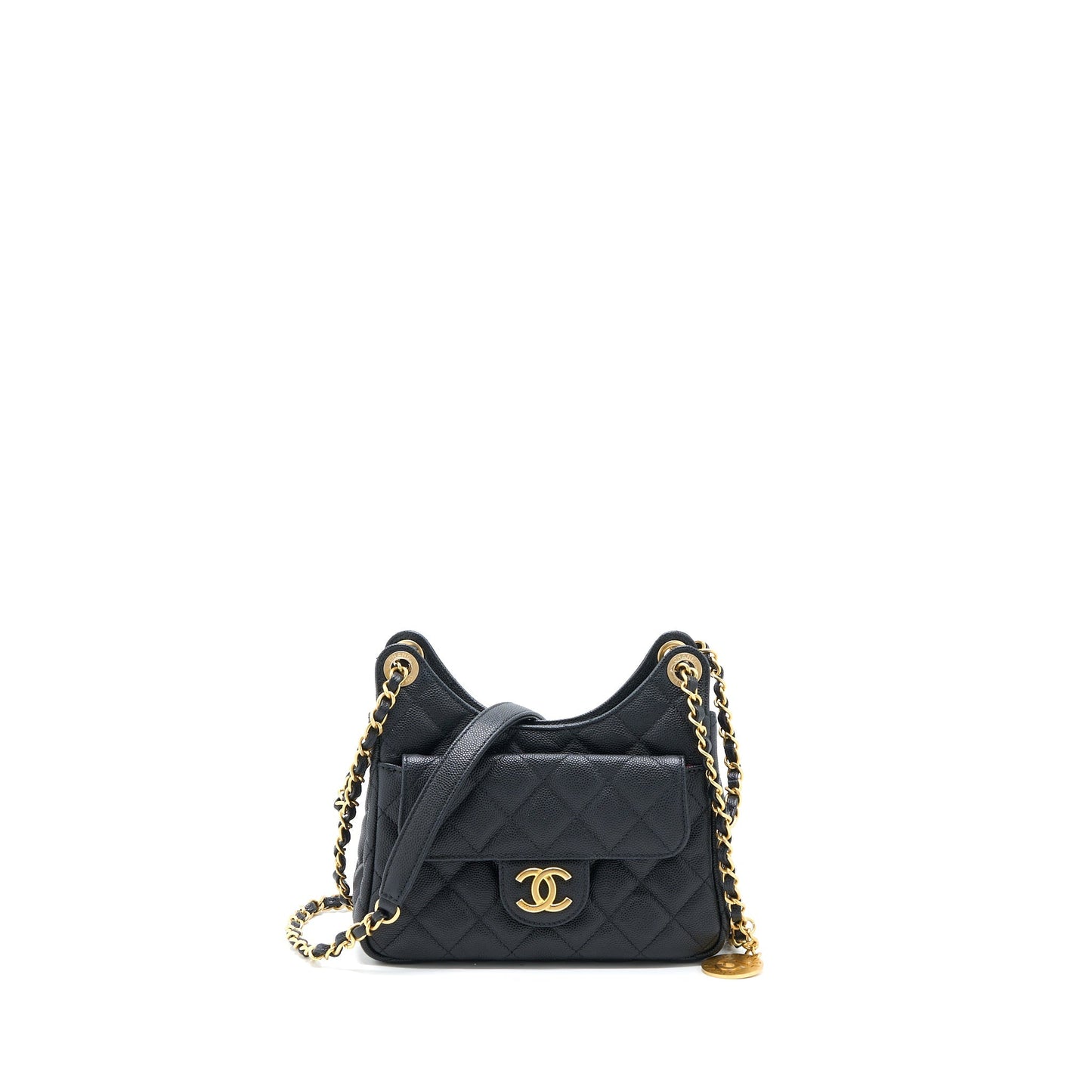 Chanel Small Hobo Bag Caviar Black  (Microchip)