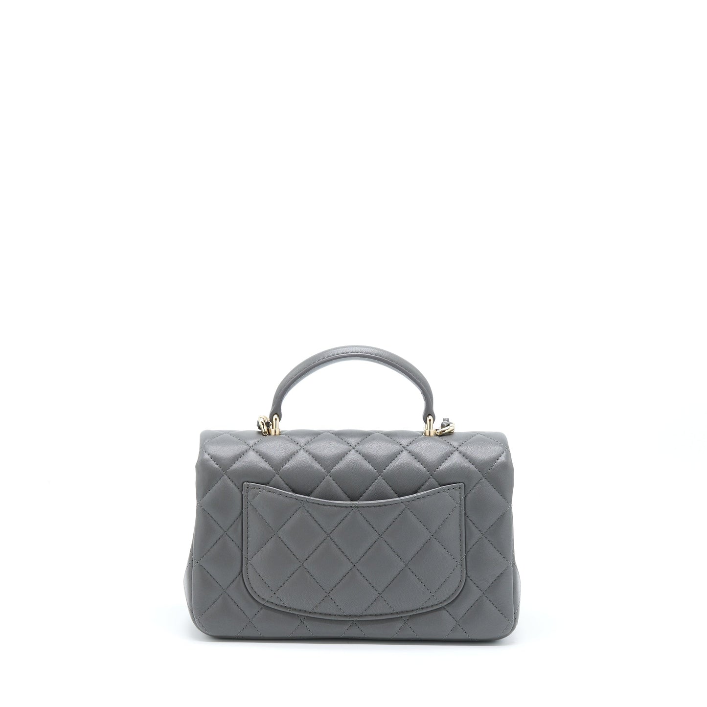 Chanel 22A Top Handle Mini Rectangular Flap Bag Lambskin Grey L