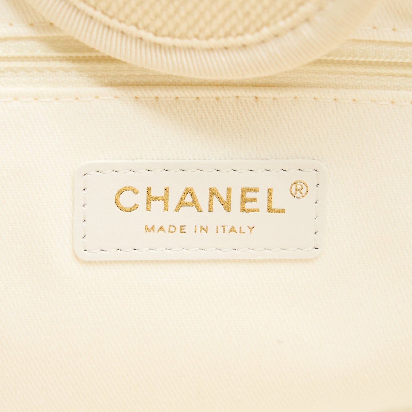 Chanel Deauville Tote Bag Fabric/Leather Creamy White/Beige