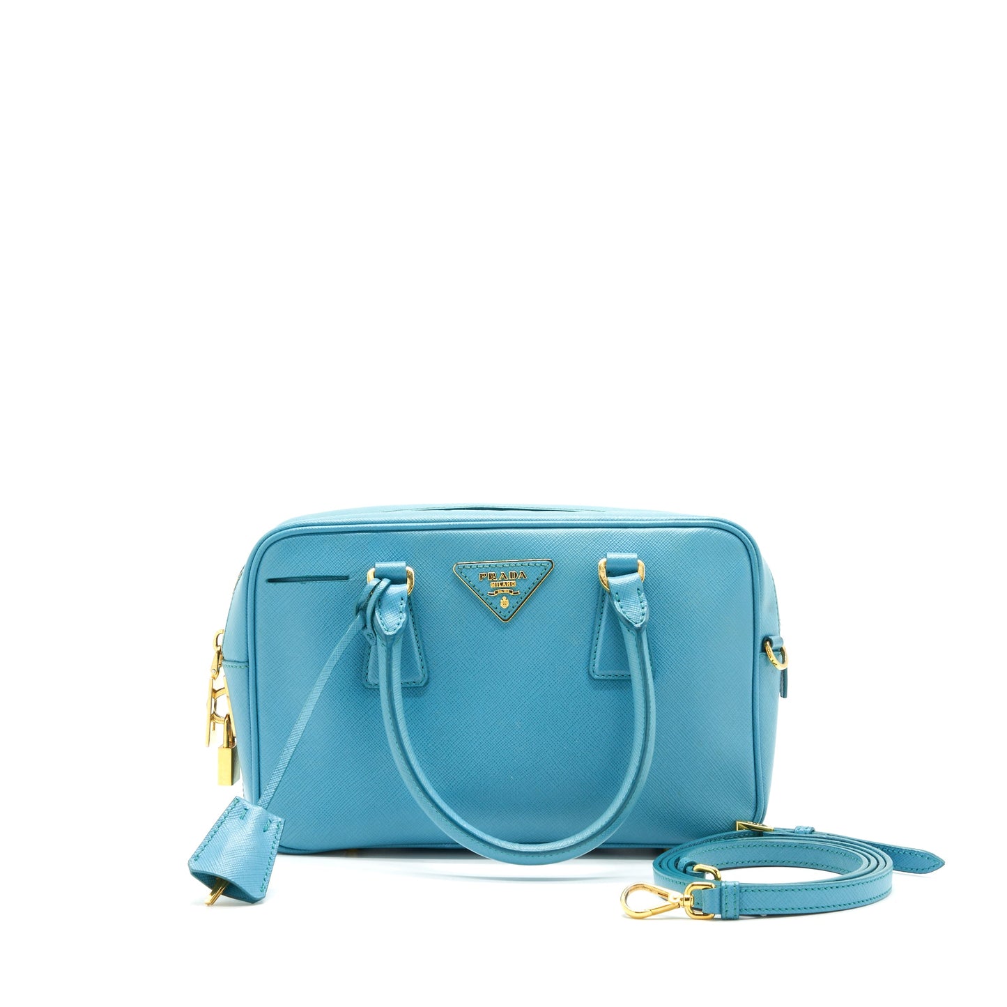 Prada Saffiano Top-handle Purse Blue