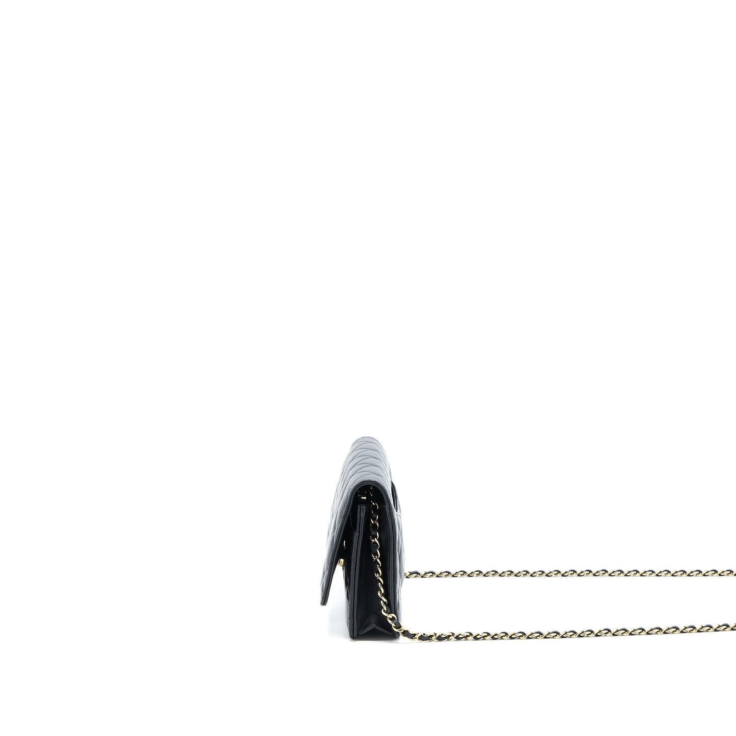 Chanel Ribbon Wallet On Chain Lambskin Black L (Microchip)