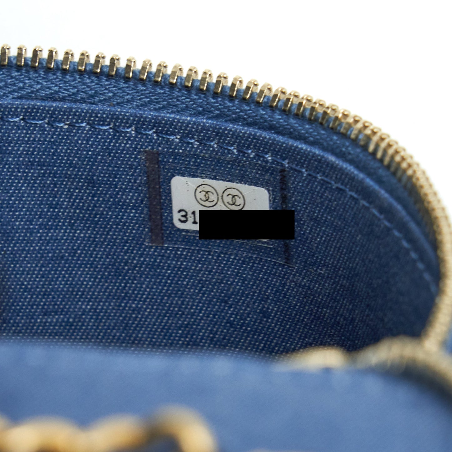 Chanel 22C Pearl Crush Mini Vanity With Chain Denim Blue