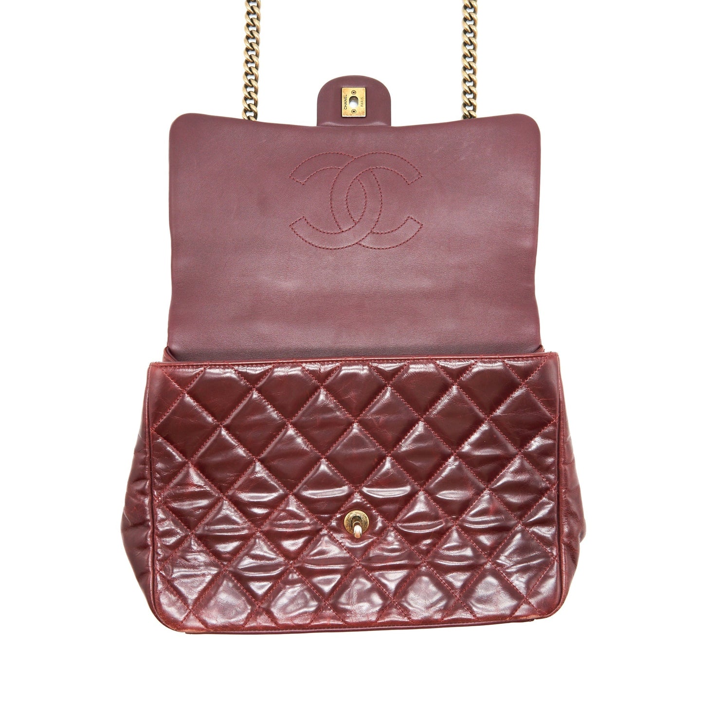 Chanel Quilted Shoulder Flap Bag Lambskin Red