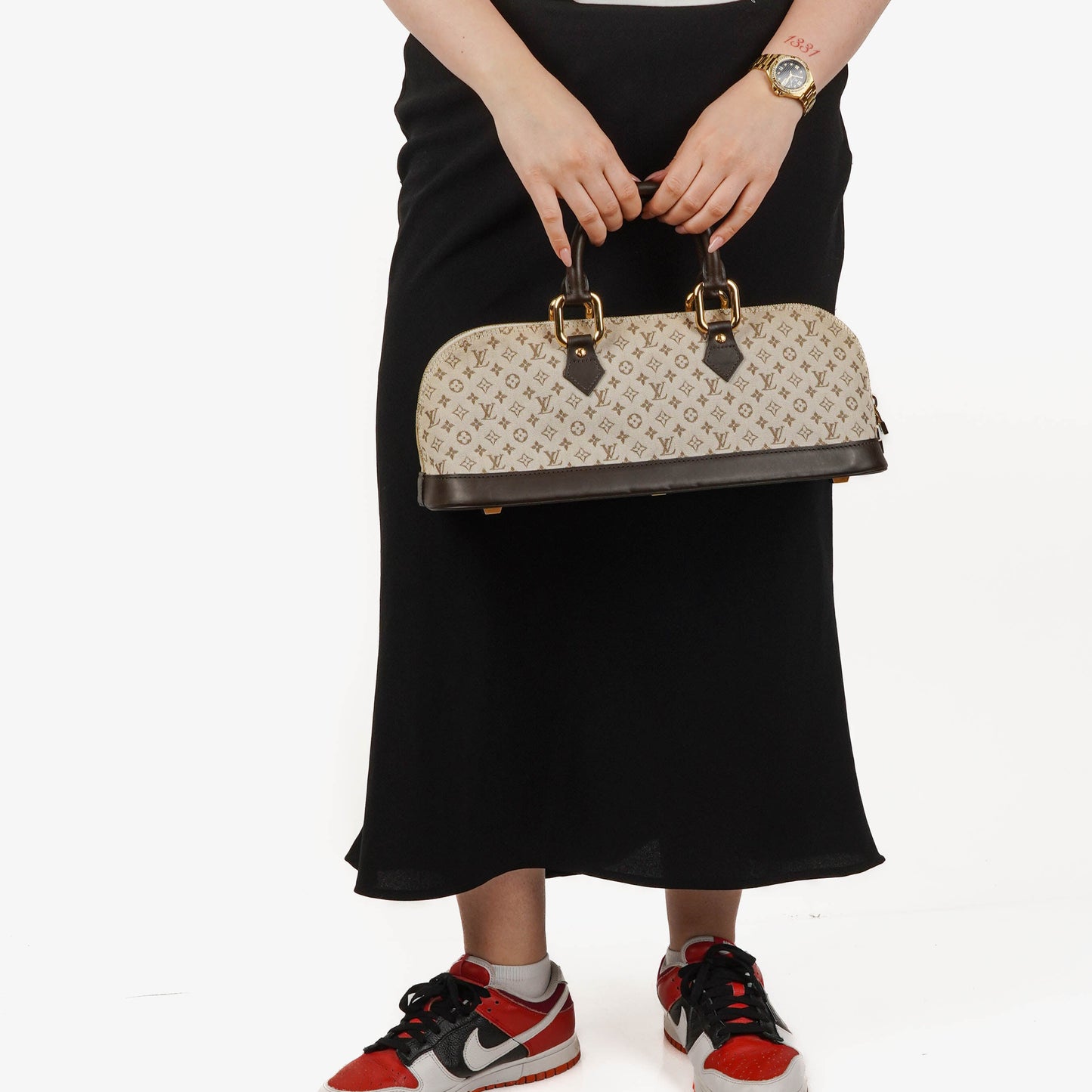 Louis Vuitton Mini Alma Long Brown Monogram Handbag