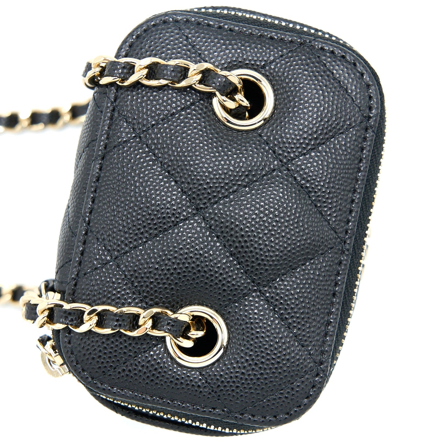 Chanel 23C Mini Vanity With Chain Caviar Black L