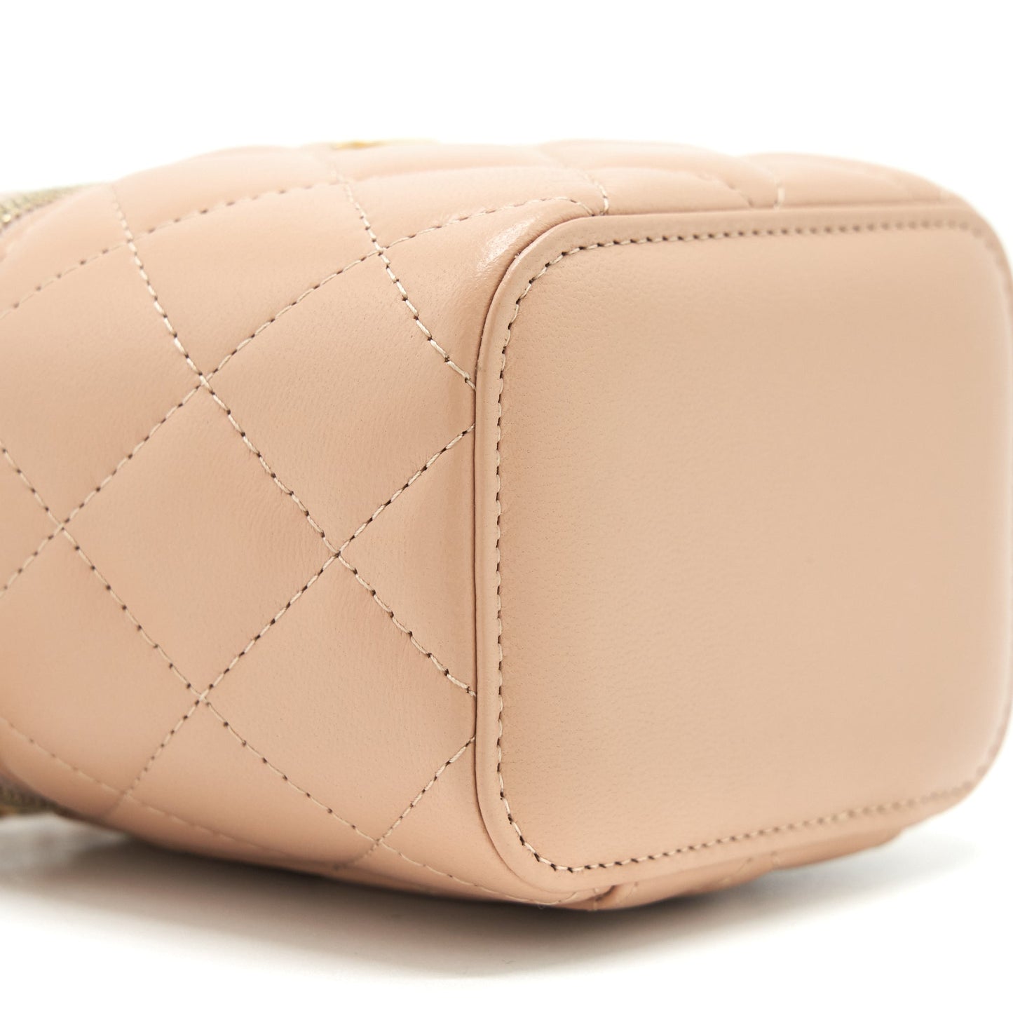 Chanel Top Handle Mini Vanity On Chain Lambskin Beige