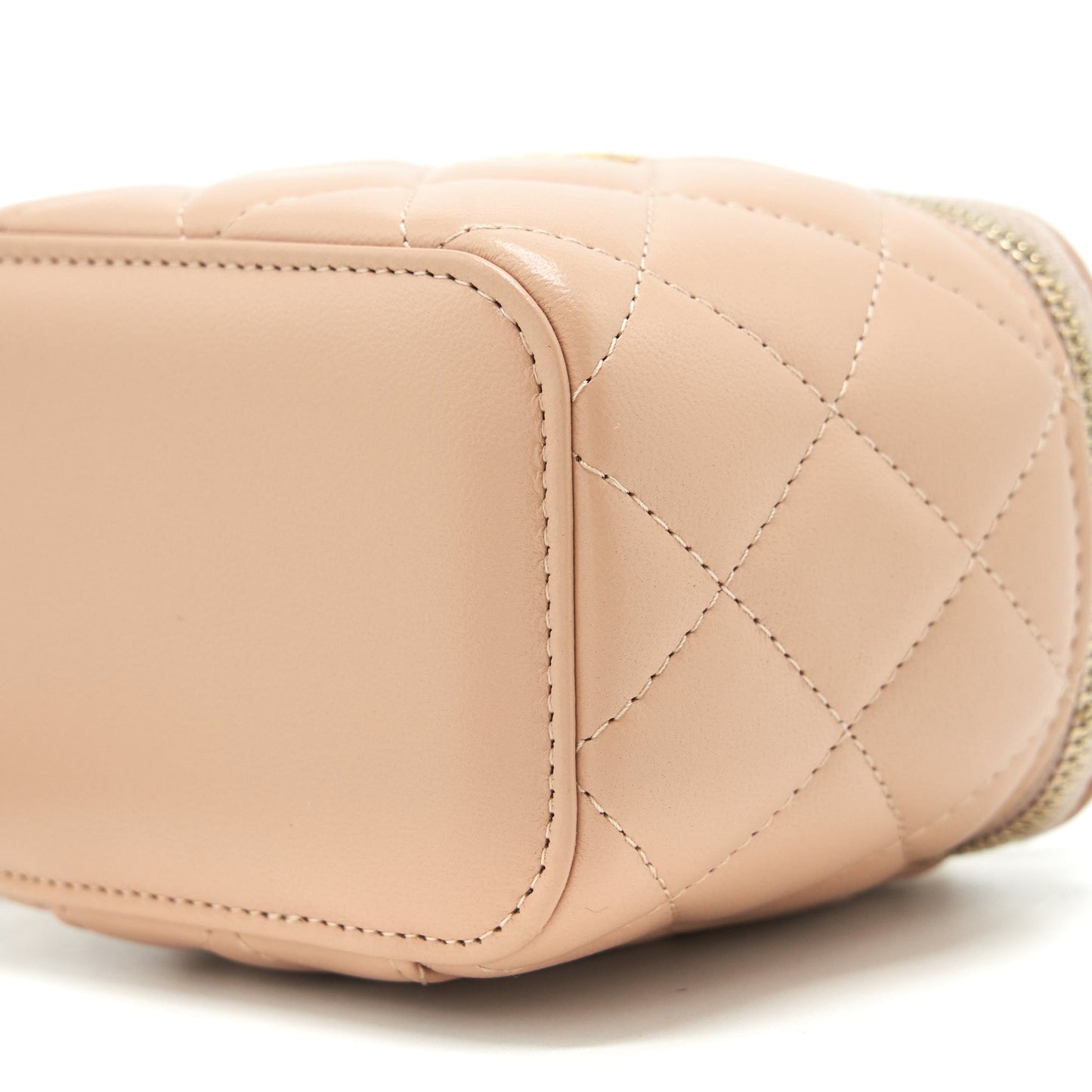 Chanel Top Handle Mini Vanity On Chain Lambskin Beige