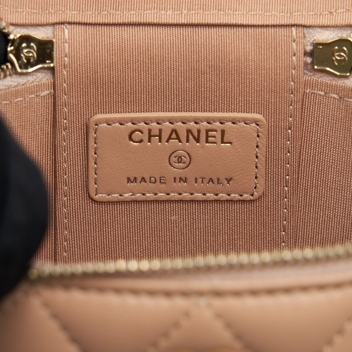 Chanel Top Handle Mini Vanity On Chain Lambskin Beige