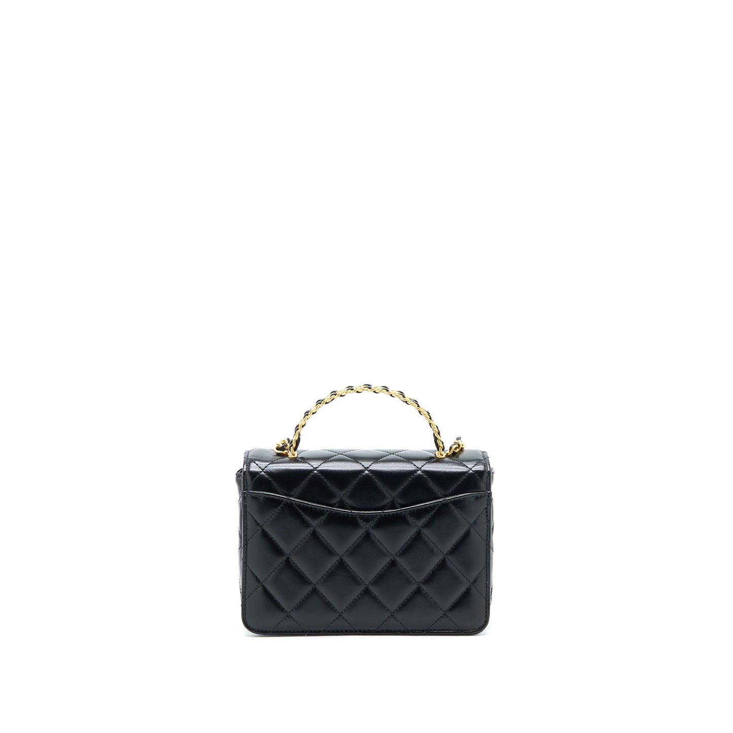 Chanel 23p Flap Bag with Top Handle Shiny Calfskin Black  (Microchip)