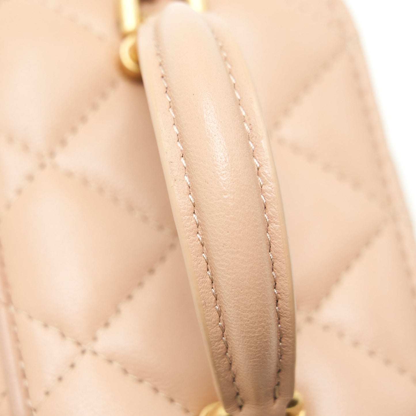 Chanel Top Handle Mini Vanity On Chain Lambskin Beige