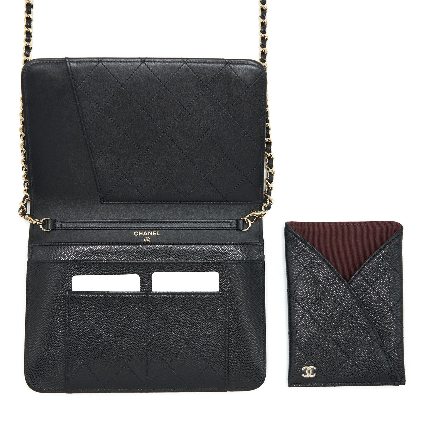 Chanel 2 In 1 Wallet On Chain Caviar Black