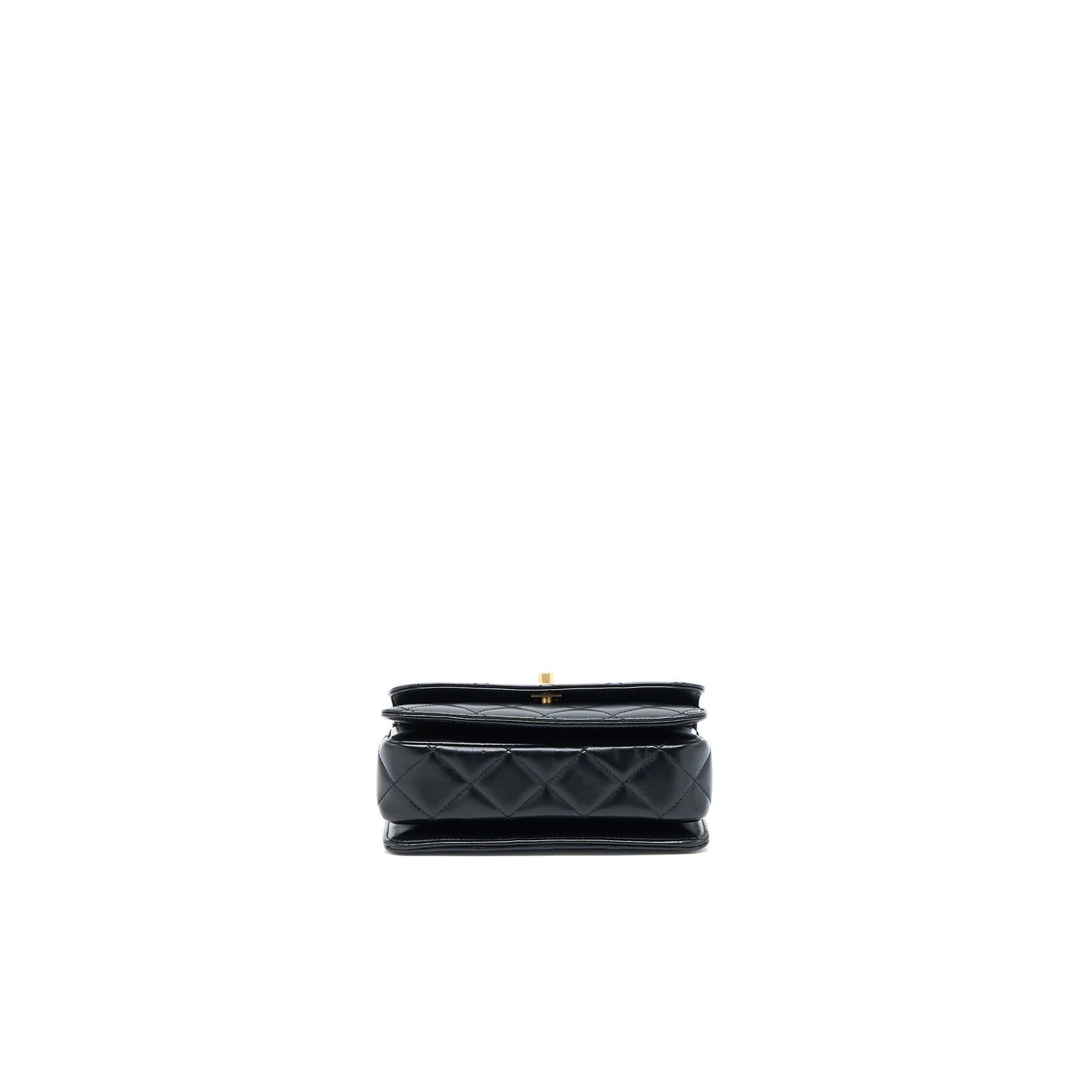 Chanel 23p Flap Bag with Top Handle Shiny Calfskin Black  (Microchip)