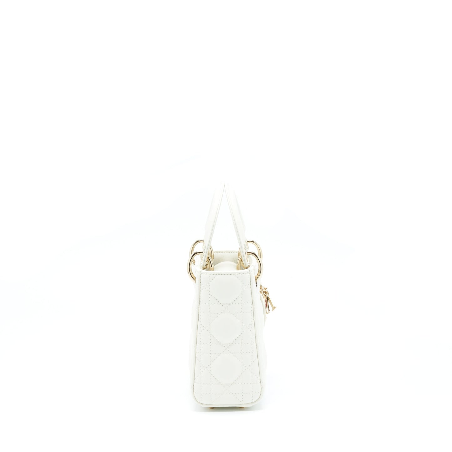 Dior Mini Lady Dior Tote Purse Lambskin White