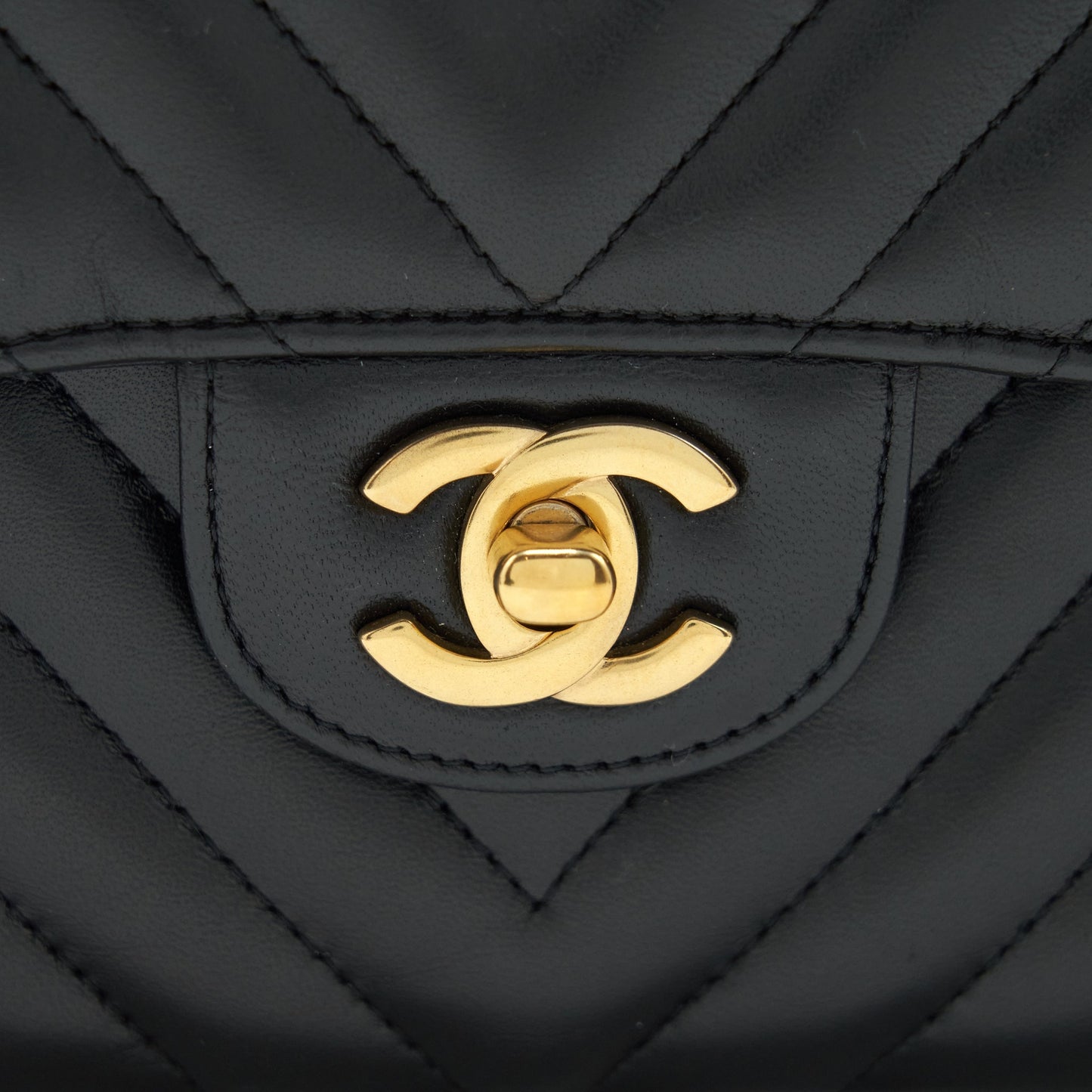Chanel Small Classic Double Flap Bag Chevron Lambskin Black