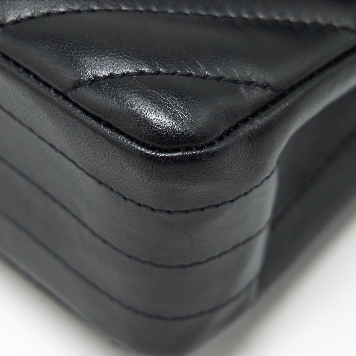 Chanel Small Classic Double Flap Bag Chevron Lambskin Black