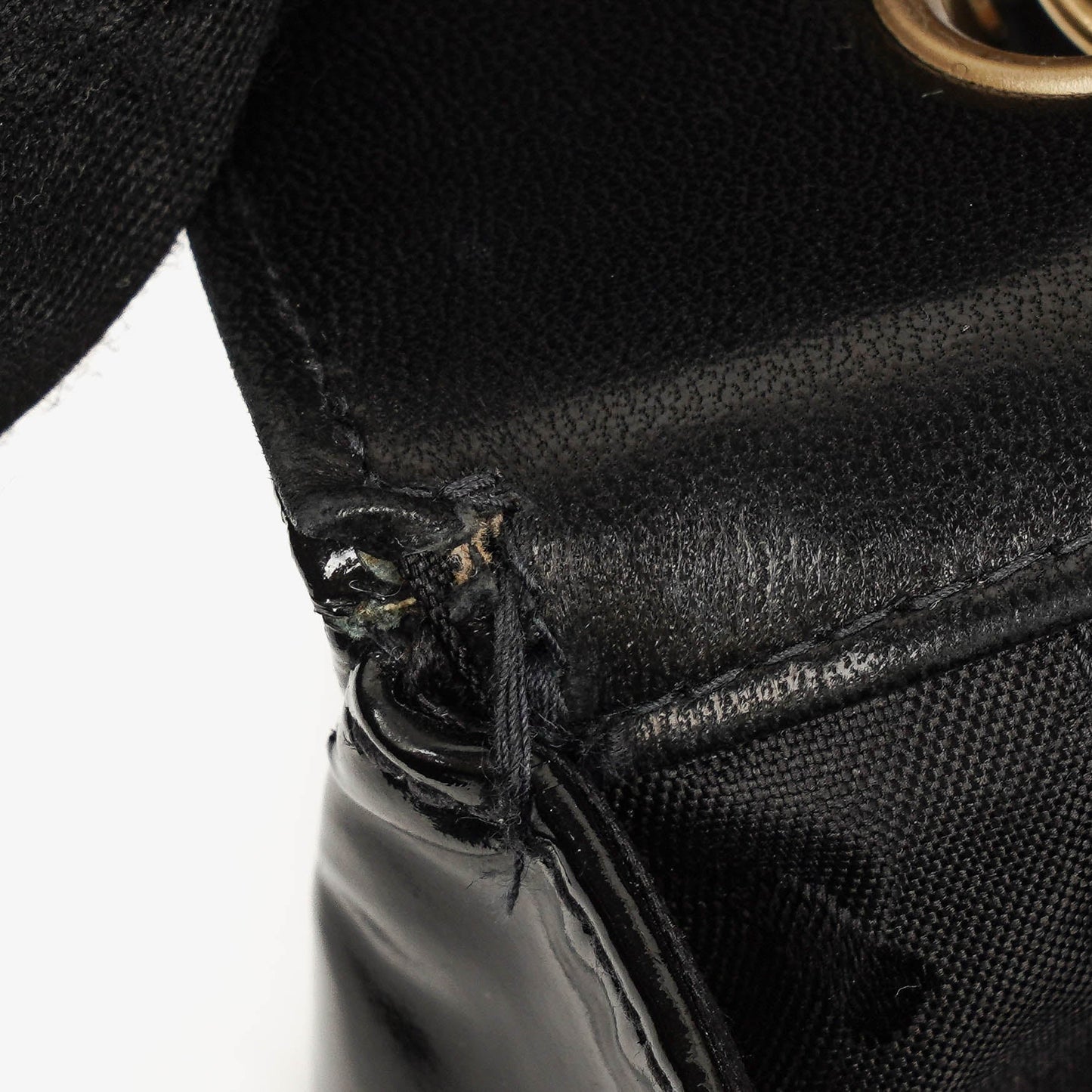 Chanel Camellia Perforated Black Patent Leather Flap Bag