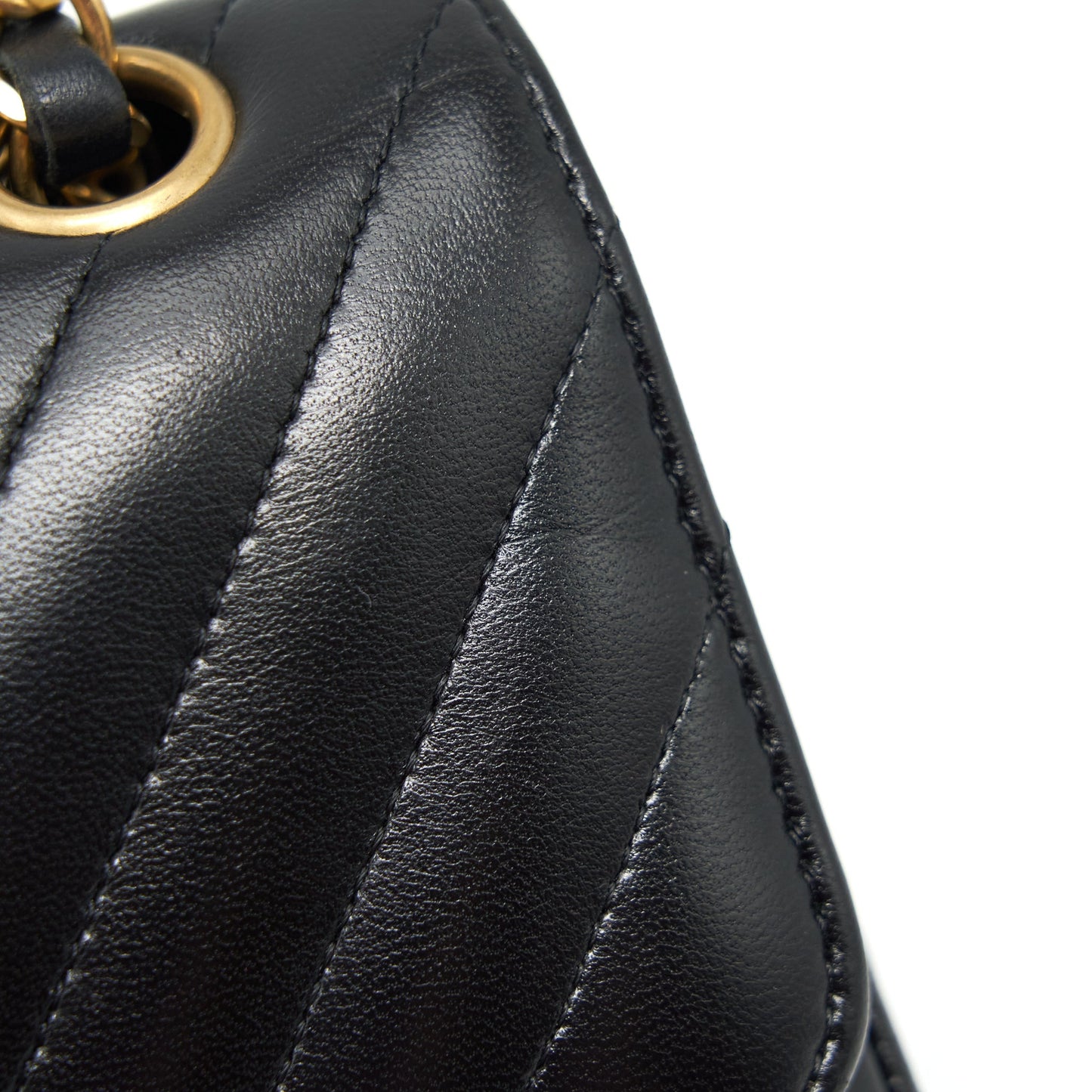 Chanel Small Classic Double Flap Bag Chevron Lambskin Black