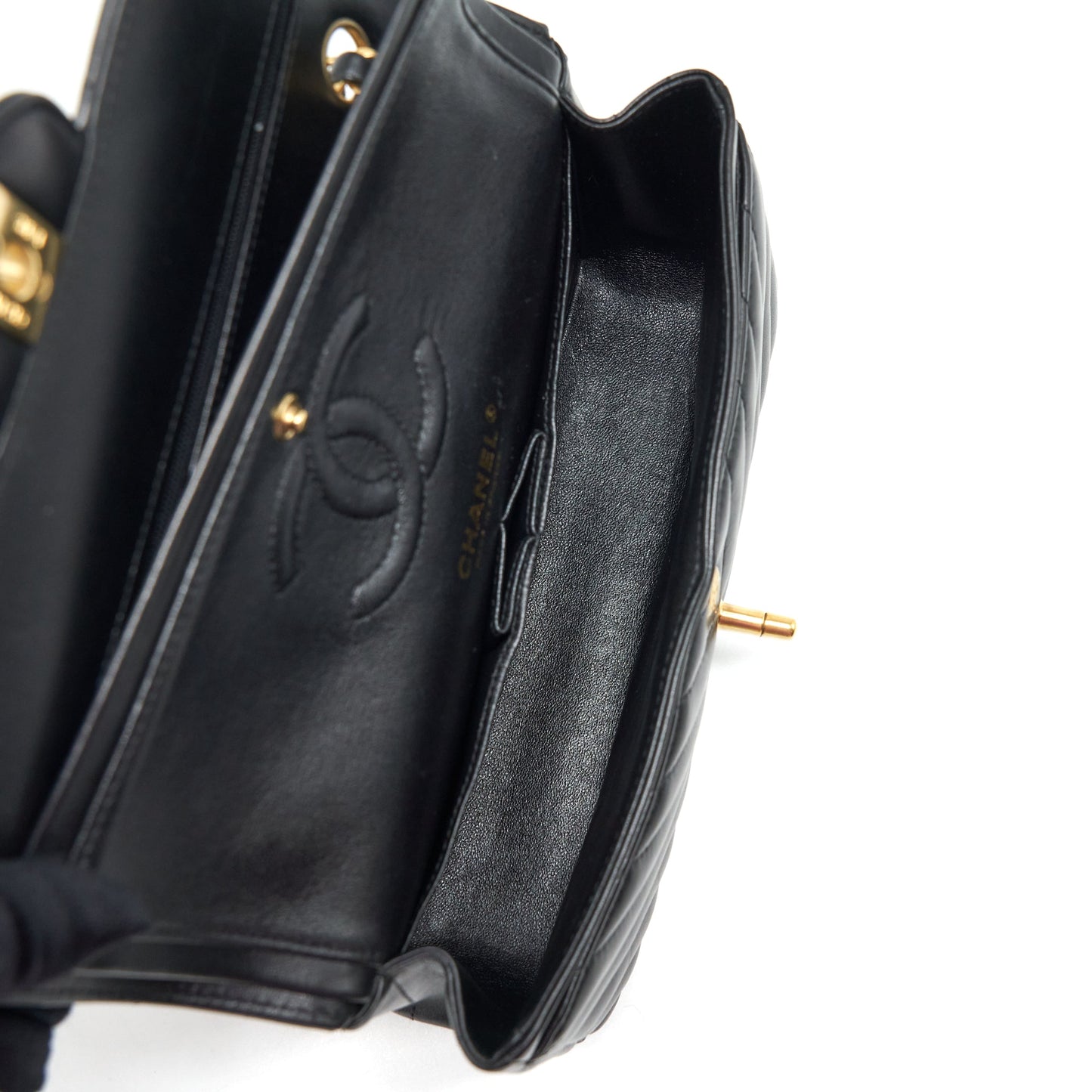 Chanel Small Classic Double Flap Bag Chevron Lambskin Black