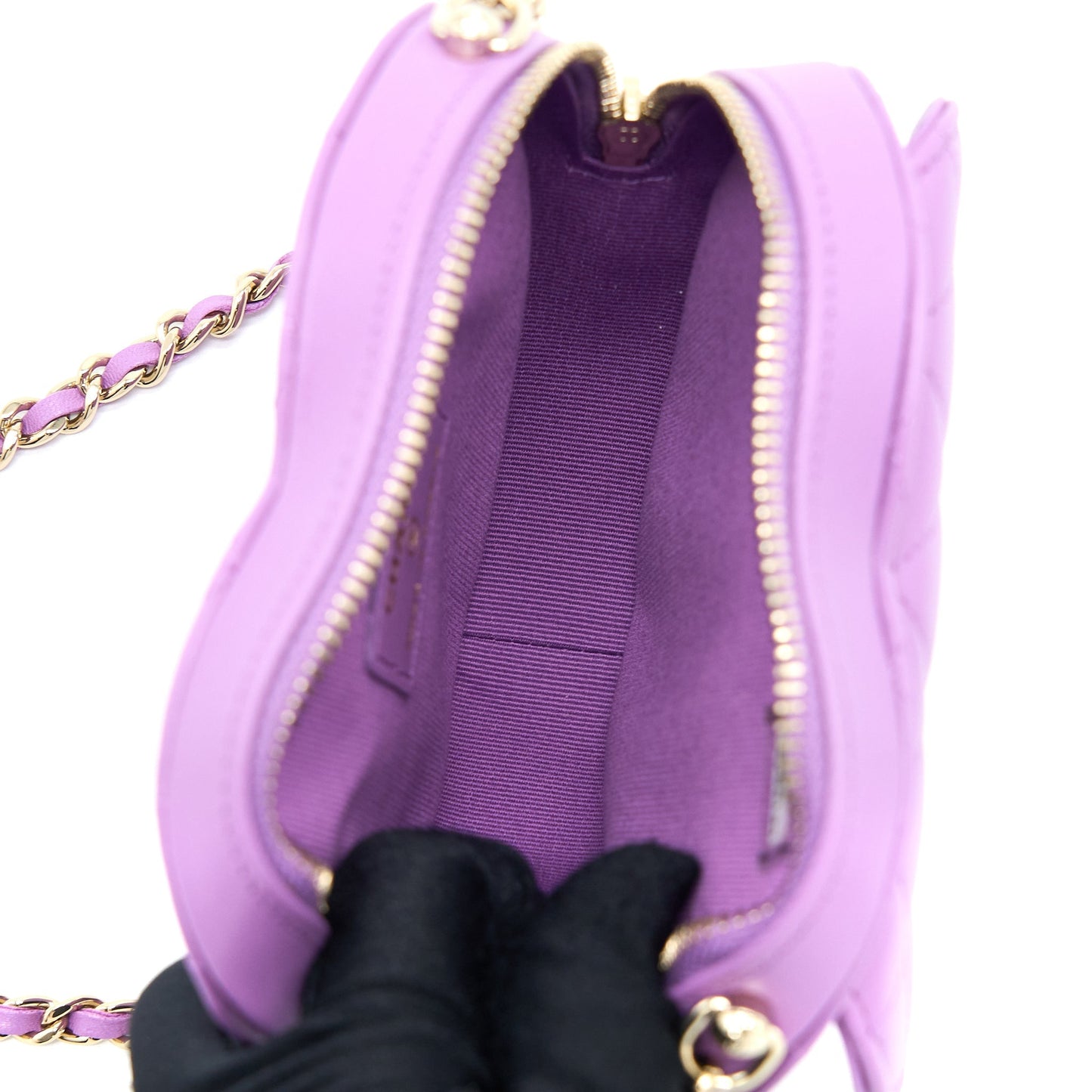Chanel Small Heart Bag Lambskin Purple L