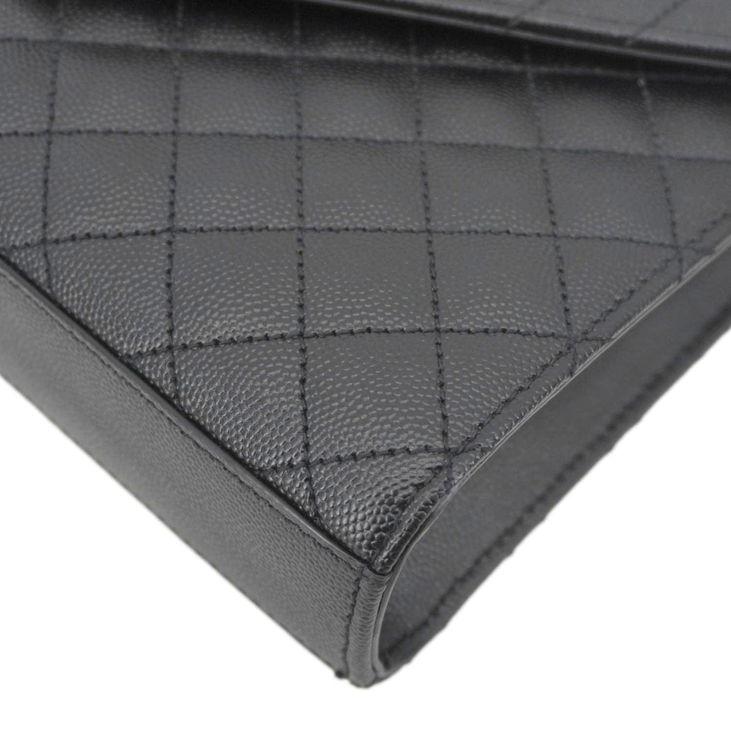 YVES SAINT LAURENT Envelope Medium Grain De Poudre Leather Shoulder Bag Black