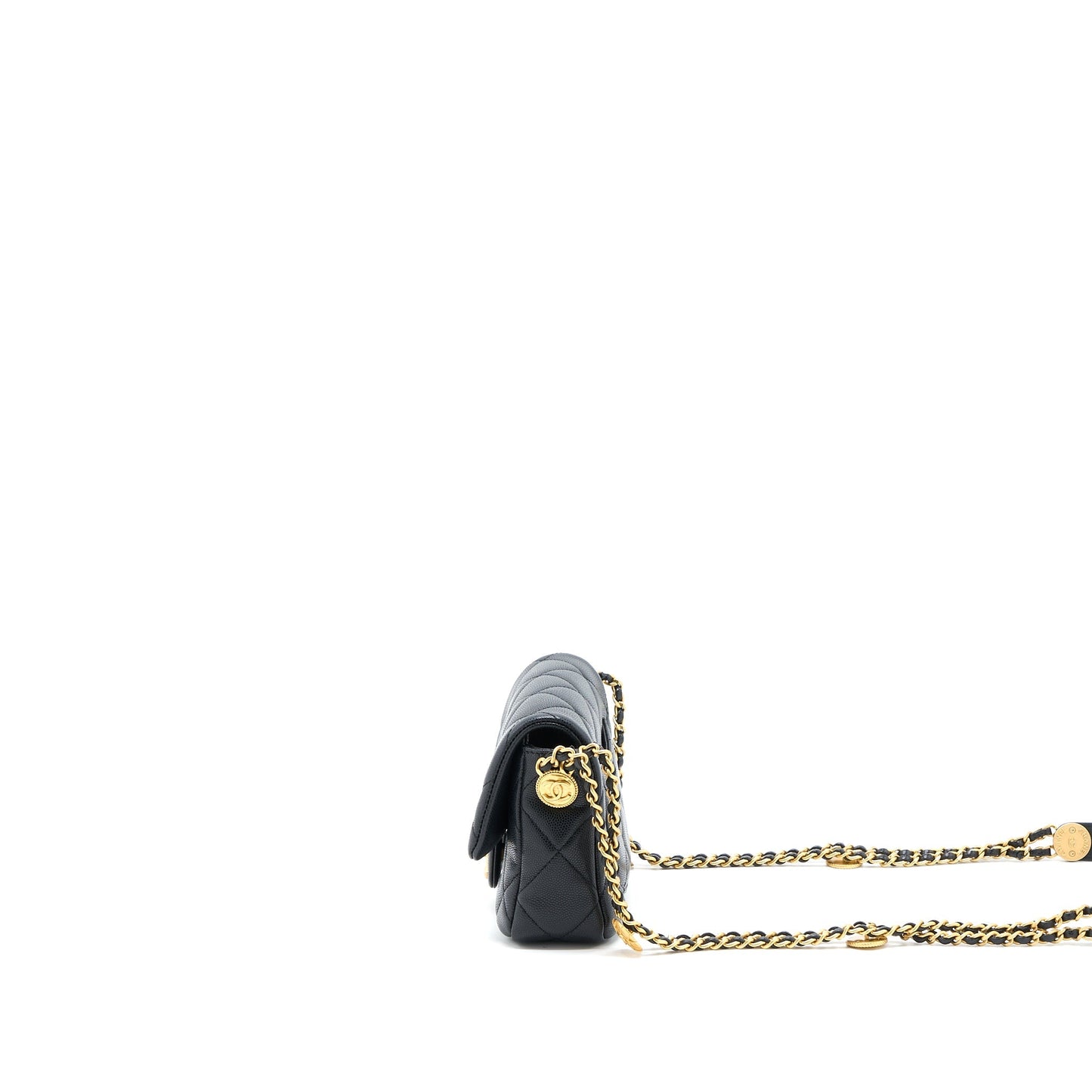 Chanel 22A Square Flap Bag Caviar Black  (Microchip)