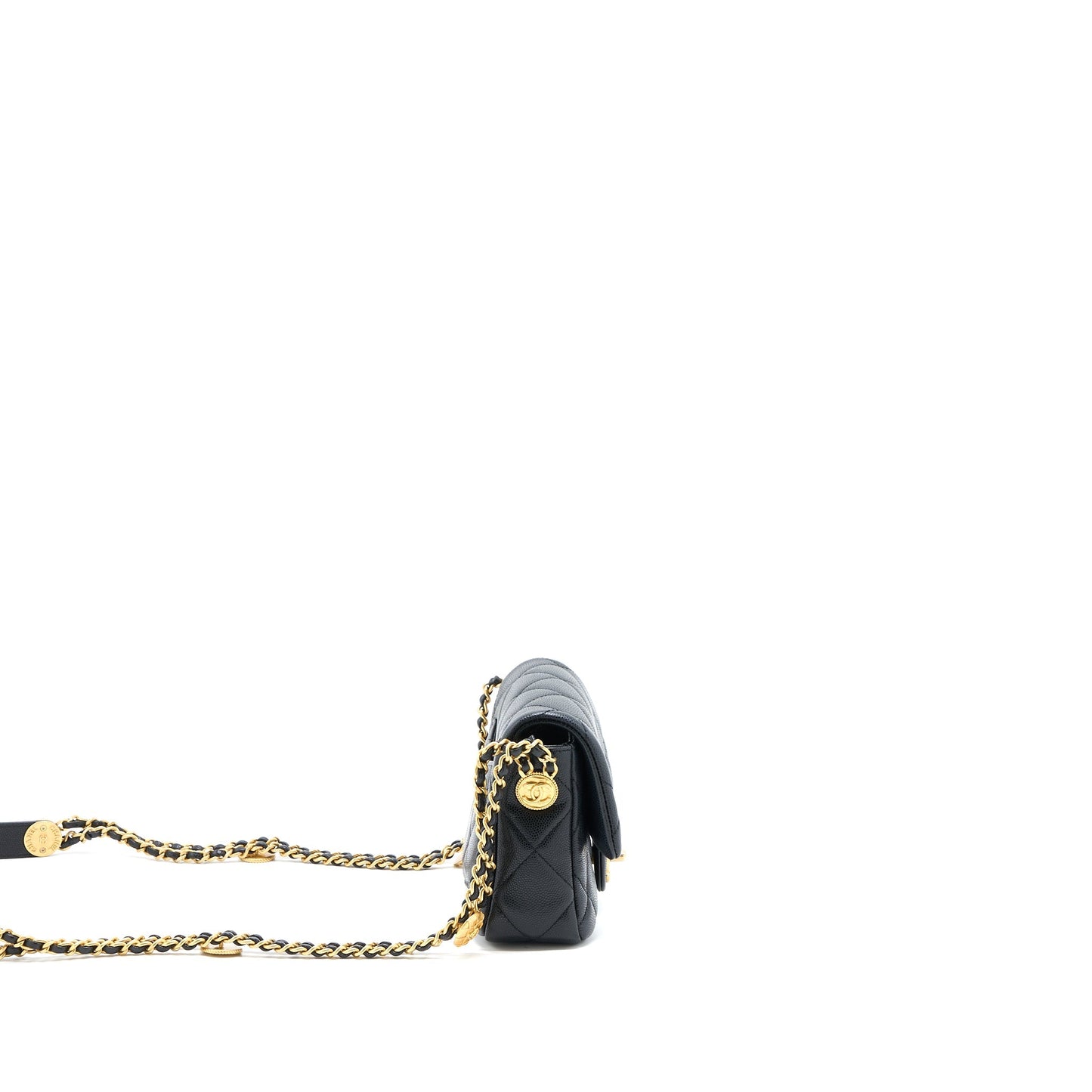 Chanel 22A Square Flap Bag Caviar Black  (Microchip)