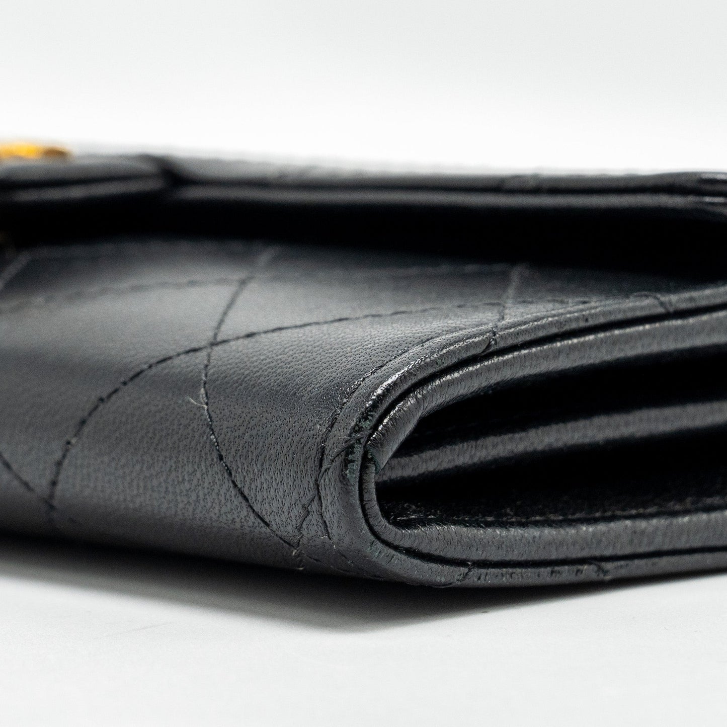 Chanel Quilted Pearl Long Wallet on Chain Goatskin Black