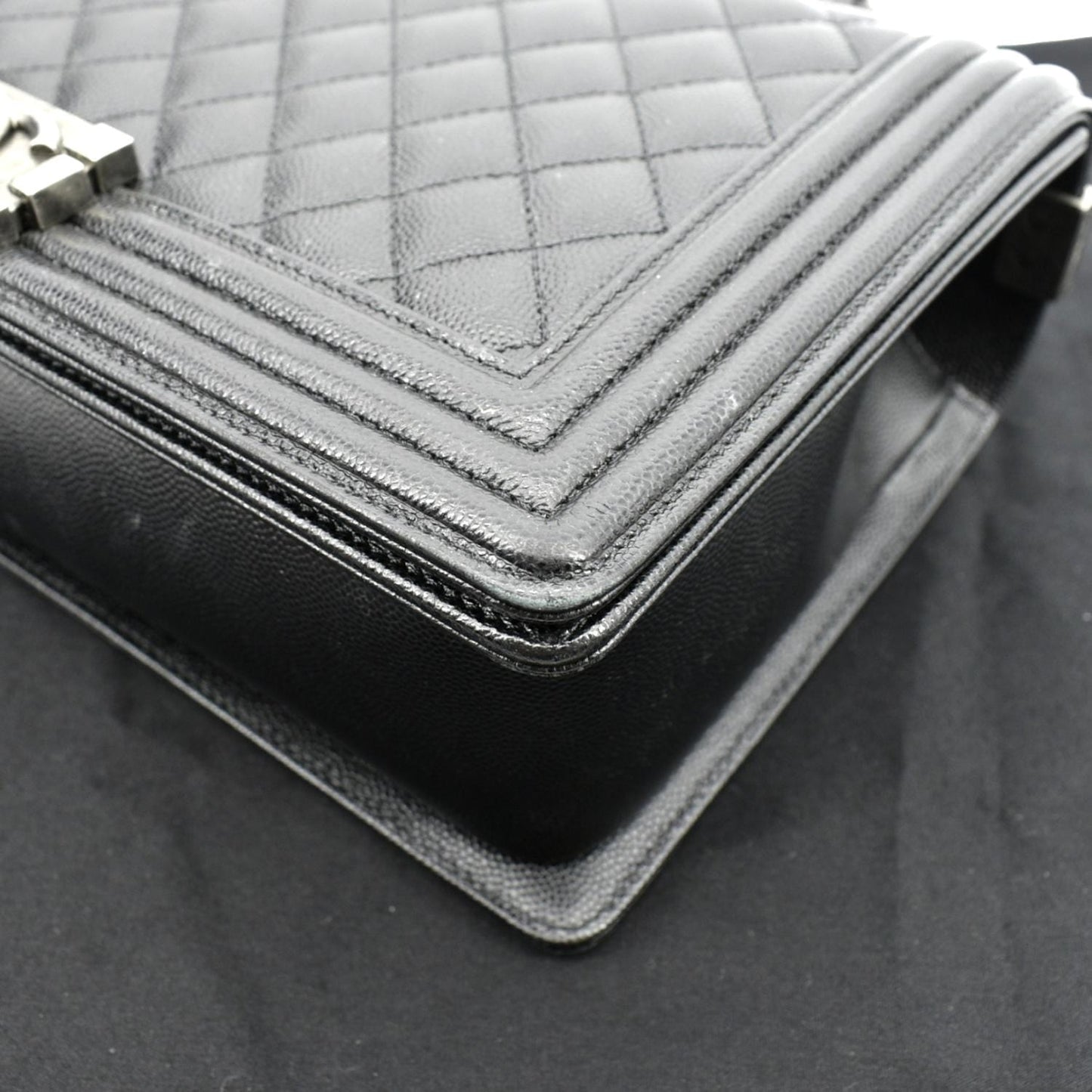 CHANEL Medium Boy Flap Caviar Quilted Leather Shoulder Bag Black