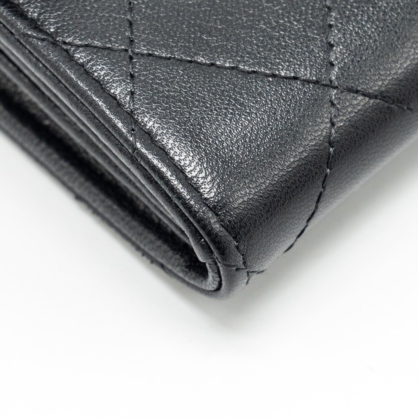 Chanel Quilted Pearl Long Wallet on Chain Goatskin Black