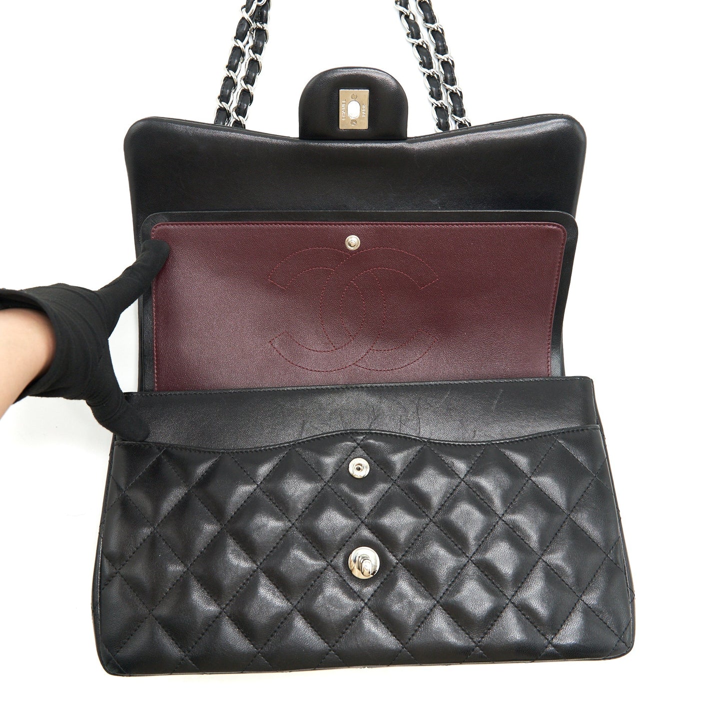 Chanel Classic jumbo Double flap Bag Lambskin Black