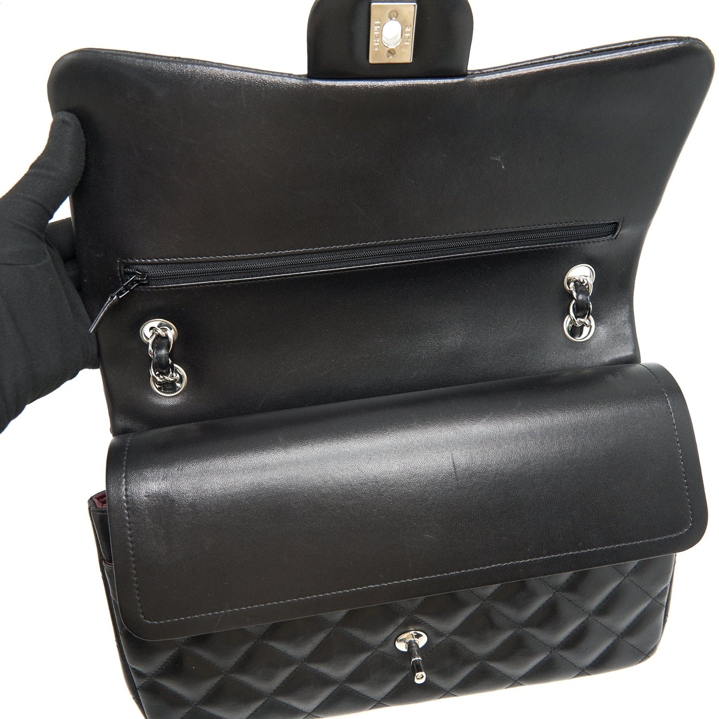 Chanel Classic jumbo Double flap Bag Lambskin Black
