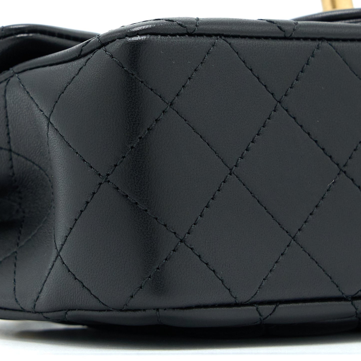 Chanel 23C Pearl Crush Mini Rectangular Flap Bag Lambskin Black Brushed  (Microchip)