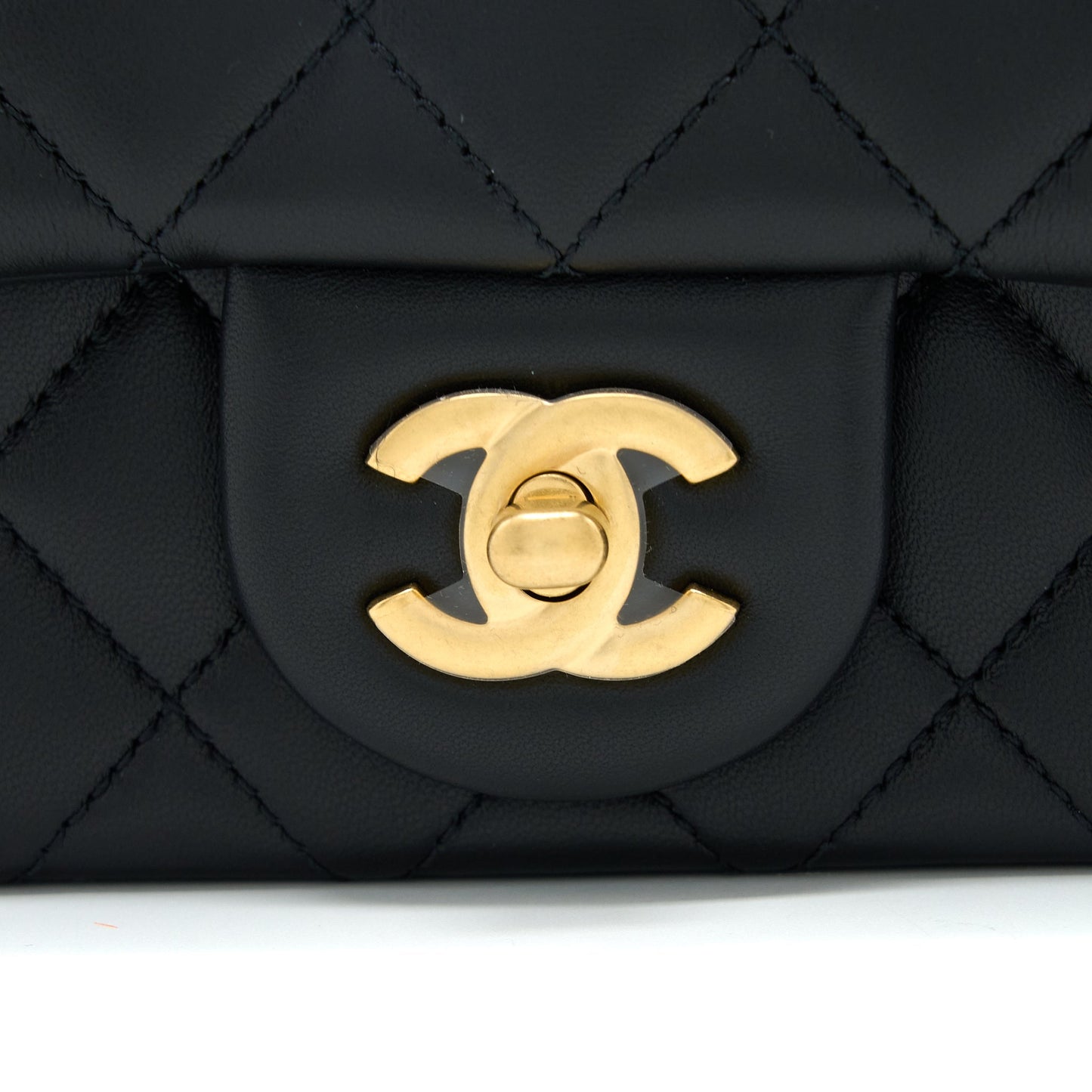 Chanel 23C Pearl Crush Mini Rectangular Flap Bag Lambskin Black Brushed  (Microchip)