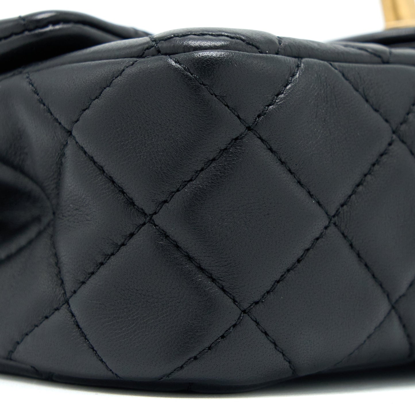 Chanel Pearl Crush Mini Rectangular Flap Bag Lambskin Black Brushed