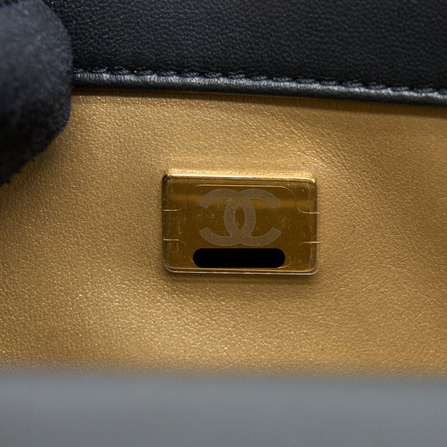 Chanel 23C Pearl Crush Mini Rectangular Flap Bag Lambskin Black Brushed  (Microchip)