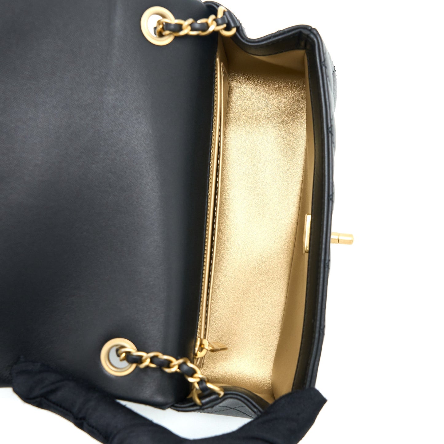Chanel 23C Pearl Crush Mini Rectangular Flap Bag Lambskin Black Brushed  (Microchip)