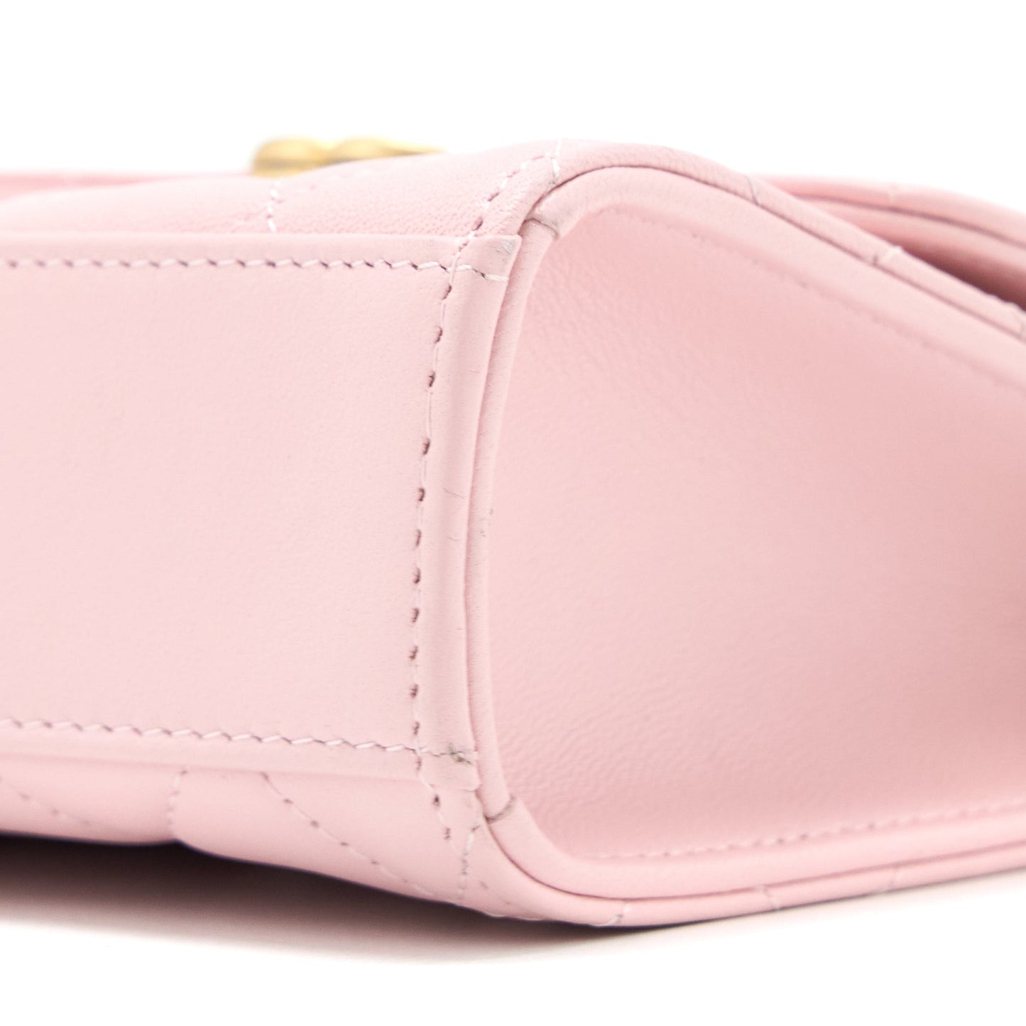 Chanel 22B Mini Flap Bag with Enamel Top Handle Lambskin Pink Brushed