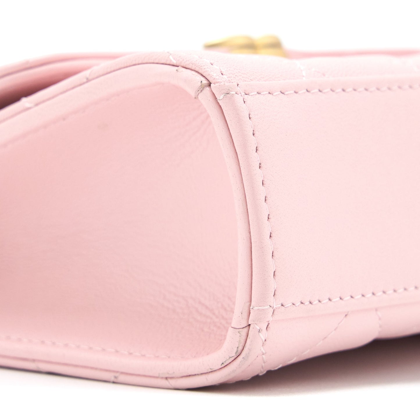 Chanel 22B Mini Flap Bag with Enamel Top Handle Lambskin Pink Brushed