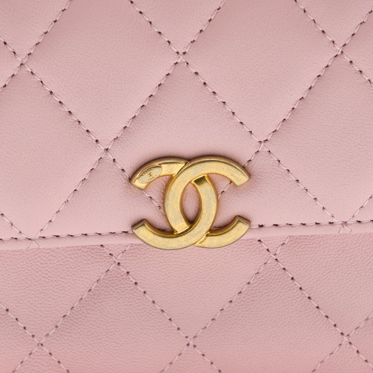 Chanel 22B Mini Flap Bag with Enamel Top Handle Lambskin Pink Brushed