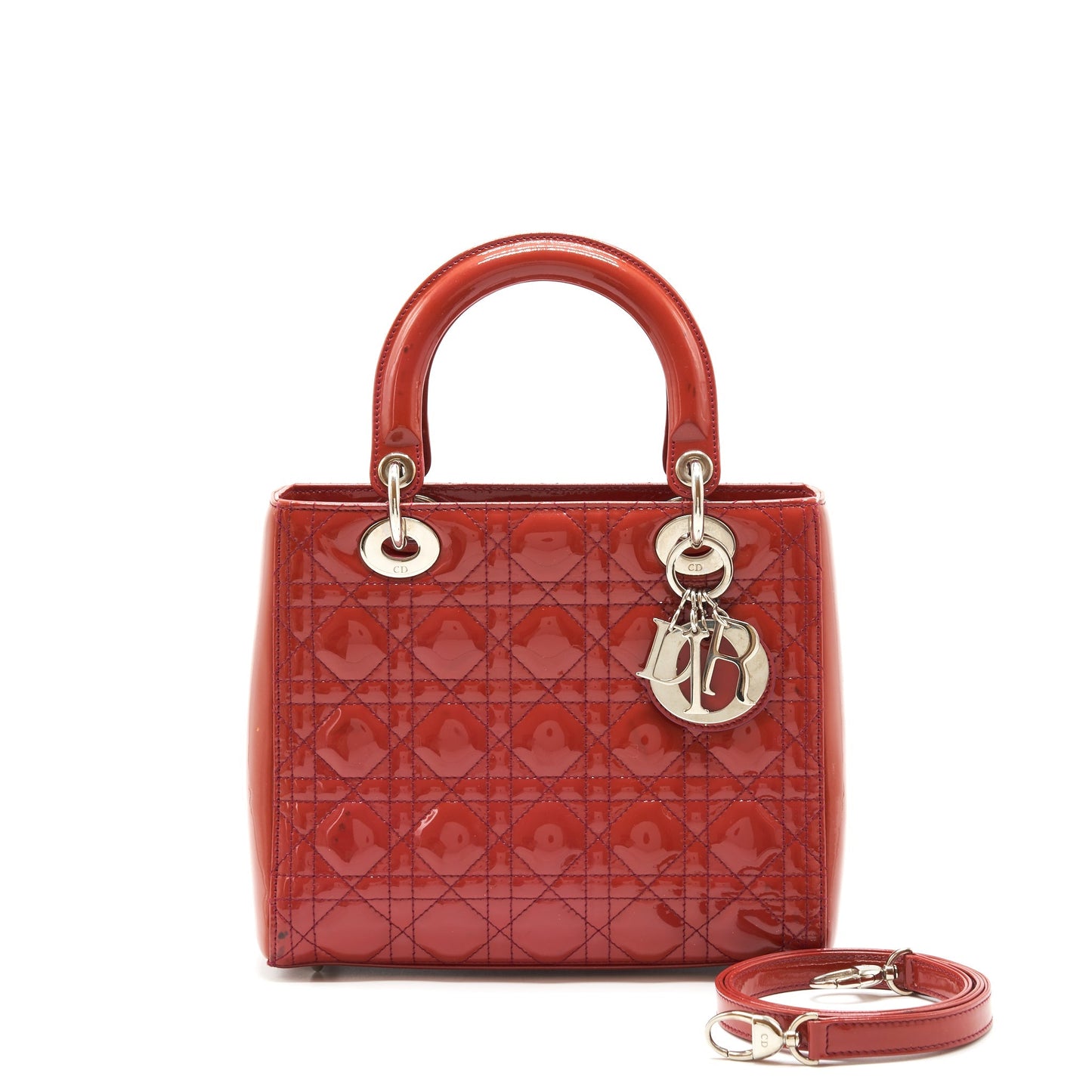 Dior Medium Lady Dior Patent Coral Pink