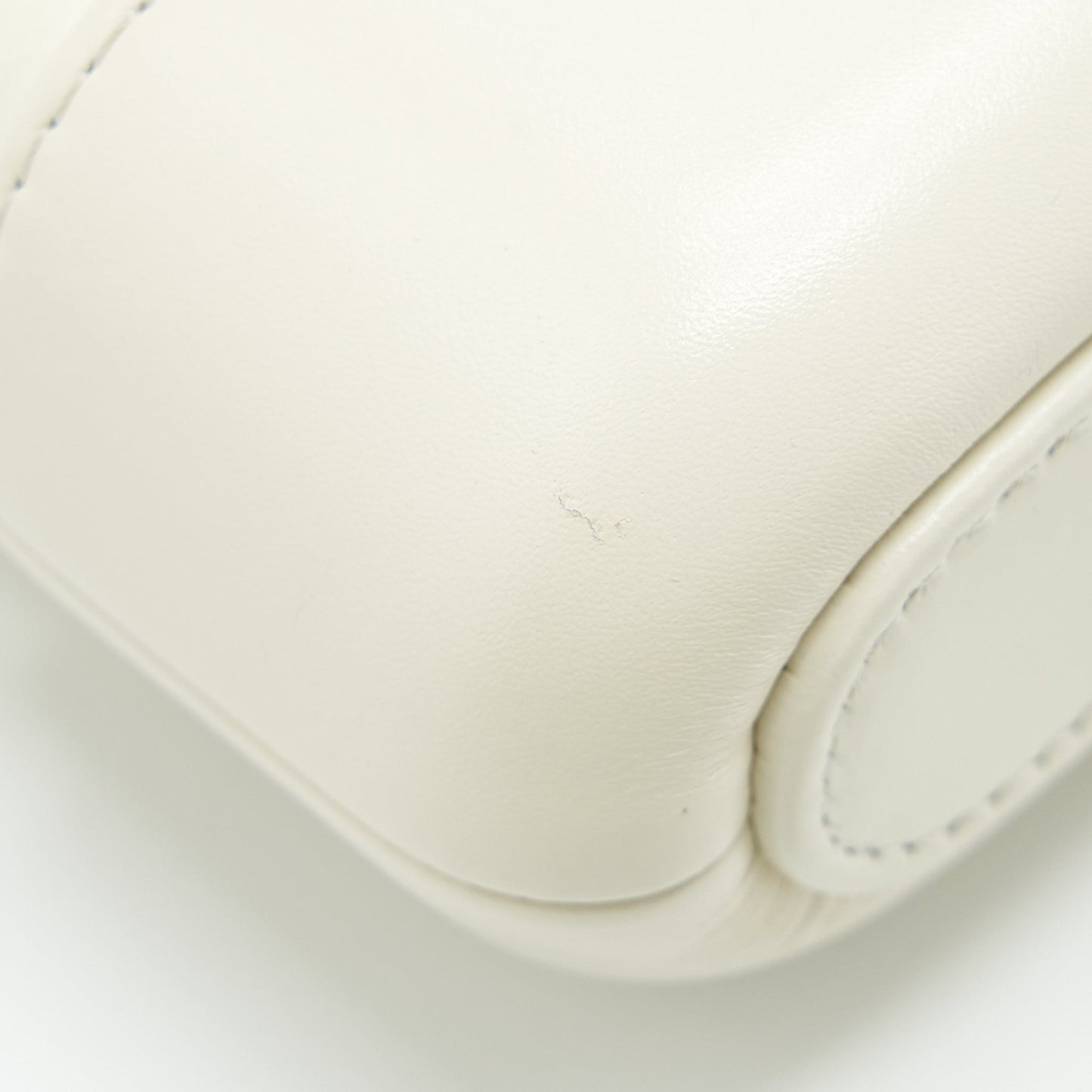 Chanel Gabrielle Clutch On Chain Aged Calfskin White With Silver And Gold Hardware