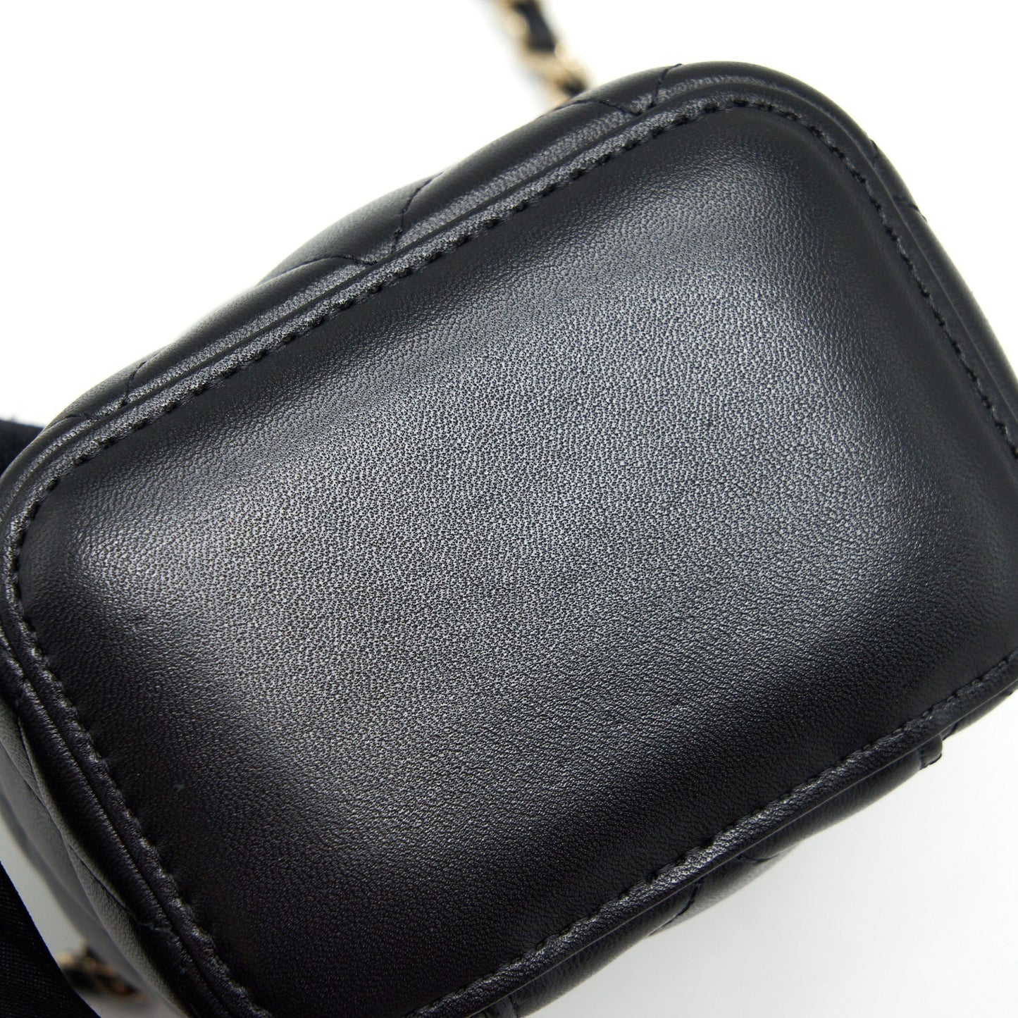 Chanel Top Handle Mini Vanity With Chain Lambskin Black L