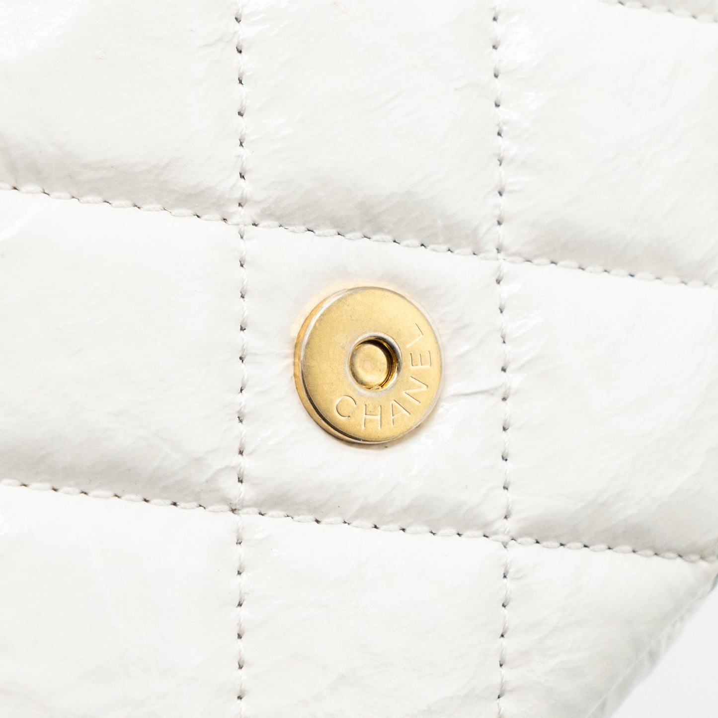 Chanel 23b Small Hobo Bag Shiny Calfskin White Brushed (Microchip)
