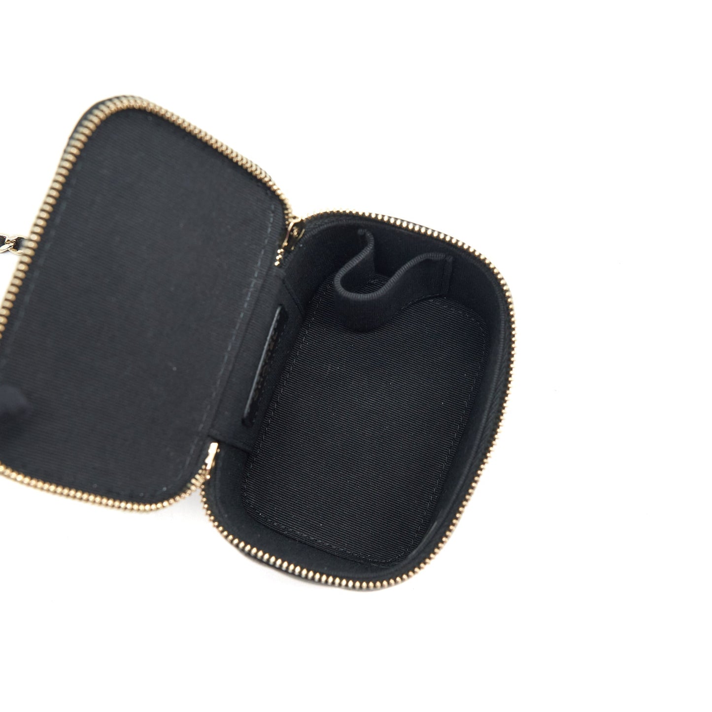 Chanel Top Handle Mini Vanity With Chain Lambskin Black L